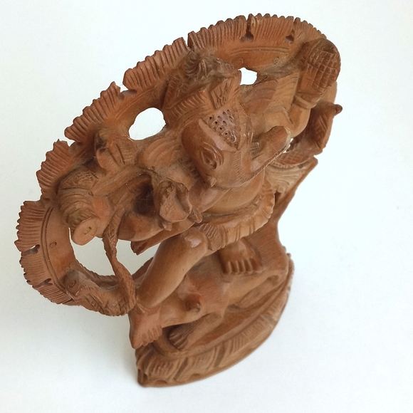 Vintage Antique Hand Carved Wooden Ganesh (Sandalwood) 6 1/2” Tall - Picture 3 of 11